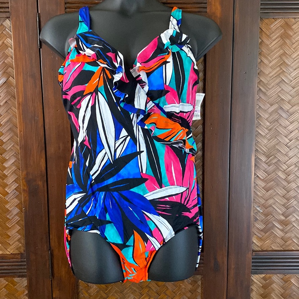 INC International Concepts Swim Ruffled One Piece 22W
